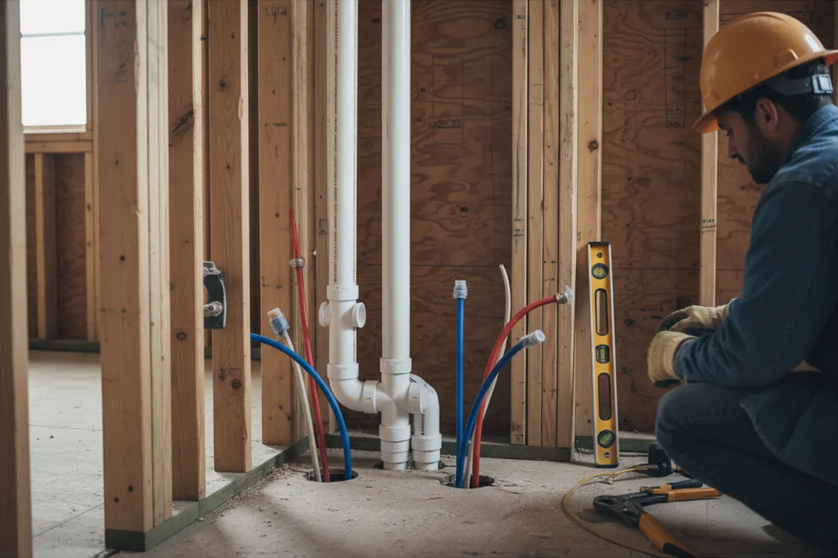 Drain and supply rough-in during Leak Detection in Kawkawlin