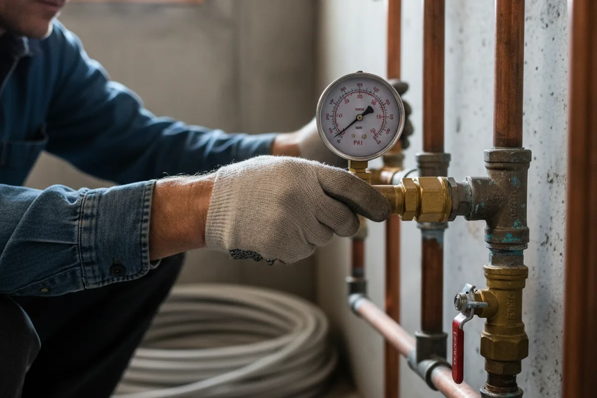 Pressure testing a repaired line during Water Line Repair in Kawkawlin